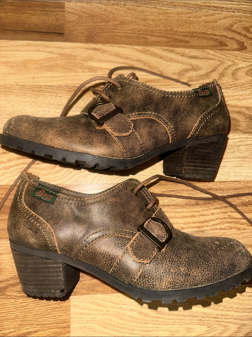 Bass Size 7M Brown Suede Lace-Up Heeled Boots